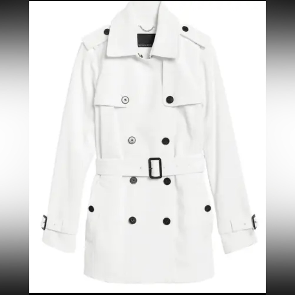 Banana Republic White Double-Breasted Trench Coat, Size XL